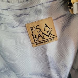 Jos A Bank Shirt Adult xxl Blue Floral Silk Button Up Short Sleeve Casual Mens